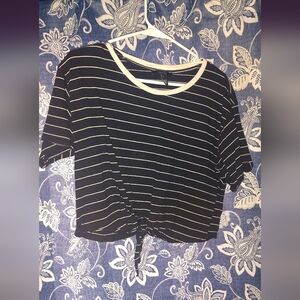 Forever 21 Striped Black and White Women's Top